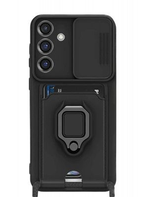 Newface Samsung Galaxy S25 Plus Kılıf Zuma Kartvizitli Yüzüklü Silikon - Siyah