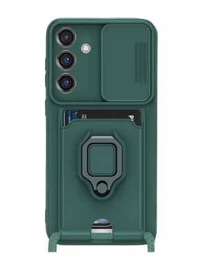 Newface Samsung Galaxy S25 Plus Kılıf Zuma Kartvizitli Yüzüklü Silikon - Yeşil