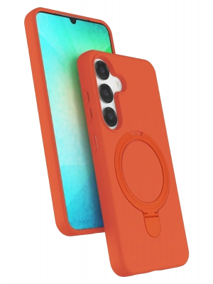 Newface Samsung Galaxy S25 Regal Magsafe Standlı Kapak - Turuncu