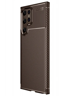Newface Samsung Galaxy S25 Ultra Kılıf Auto Focus Karbon Kapak - Kahverengi