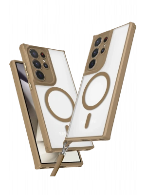 Newface Samsung Galaxy S25 Ultra Kılıf Enka Magsafe Silikon Kılıf - Desert