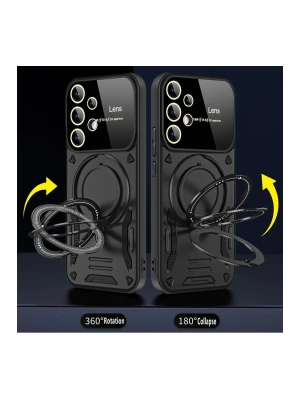 Newface Samsung Galaxy S25 Ultra Kılıf Joy Lens Standlı Kapak - Kırmızı