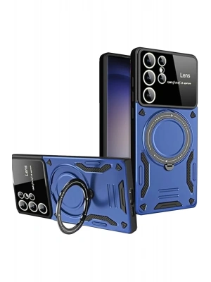 Newface Samsung Galaxy S25 Ultra Kılıf Joy Lens Standlı Kapak - Lacivert