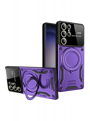 Newface Samsung Galaxy S25 Ultra Kılıf Joy Lens Standlı Kapak - Mor