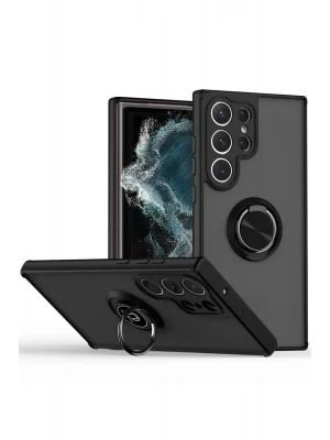 Newface Samsung Galaxy S25 Ultra Kılıf Montreal Yüzüklü Silikon Kapak - Siyah
