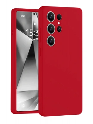 Newface Samsung Galaxy S25 Ultra Kılıf Nano içi Kadife Silikon - Kırmızı