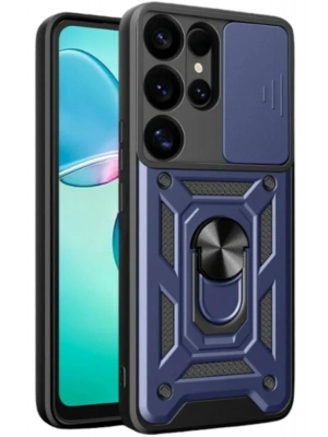 Newface Samsung Galaxy S25 Ultra Kılıf Pars Lens Yüzüklü Silikon - Lacivert