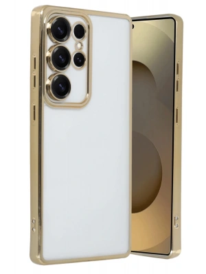 Newface Samsung Galaxy S25 Ultra Kılıf Razer Lensli Silikon - Gold