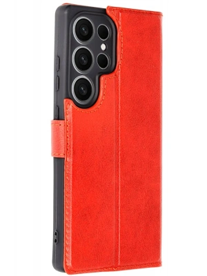 Newface Samsung Galaxy S25 Ultra Kılıf Trend S Plus Kapaklı Kılıf - Kırmızı
