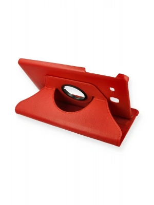 Newface Samsung Galaxy T560 Tab E 9.7 Kılıf 360 Tablet Deri Kılıf - Kırmızı