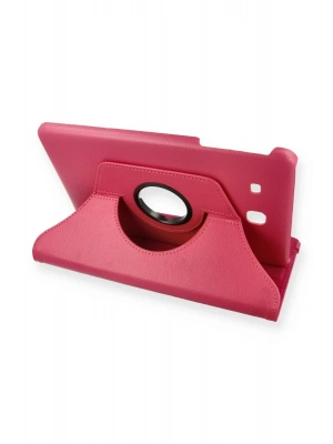 Newface Samsung Galaxy T560 Tab E 9.7 Kılıf 360 Tablet Deri Kılıf - Pembe