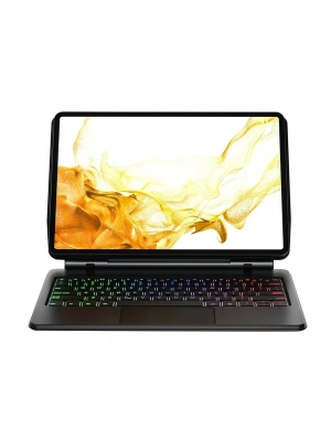 Newface Samsung Galaxy T870 Tab S7 11 Kılıf Eternal Ledli Klavyeli Tablet Kılıfı - Siyah