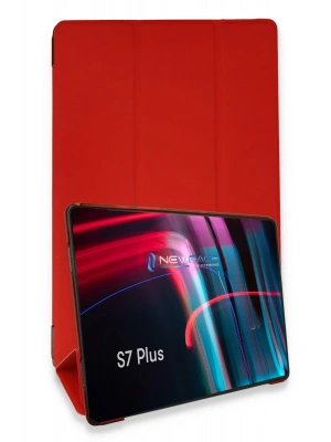 Newface Samsung Galaxy T970 Tab S7 Plus 12.4 Kılıf Tablet Smart Kılıf - Kırmızı