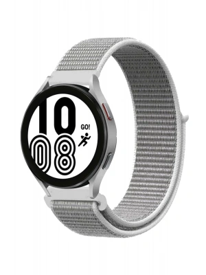 Newface Samsung Galaxy Watch 4 Hasırlı Cırtcırtlı Kordon - Beyaz