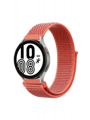 Newface Samsung Galaxy Watch 4 Hasırlı Cırtcırtlı Kordon - Turuncu