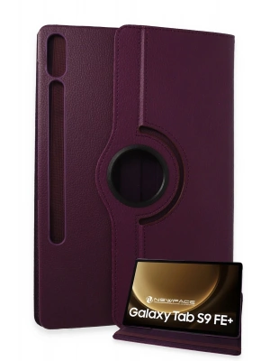 Newface Samsung Galaxy X610 Tab S9 FE Plus 12.4 Kılıf 360 Tablet Deri Kılıf - Mürdüm