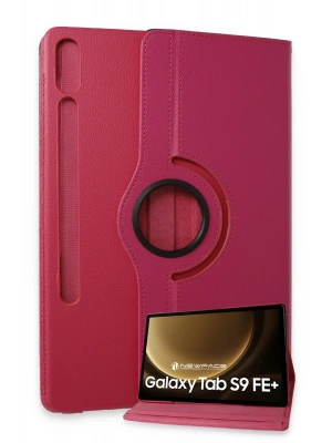 Newface Samsung Galaxy X610 Tab S9 FE Plus 12.4 Kılıf 360 Tablet Deri Kılıf - Pembe