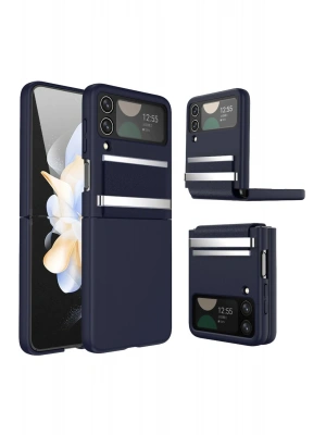 Newface Samsung Galaxy Z Flip 4 Kılıf Belt Flip Kapak - Lacivert
