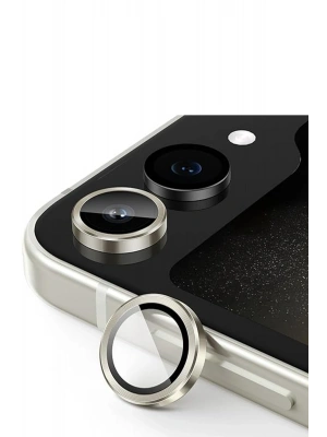 Newface Samsung Galaxy Z Flip 5 Valdez Metal Kamera Lens - Krem