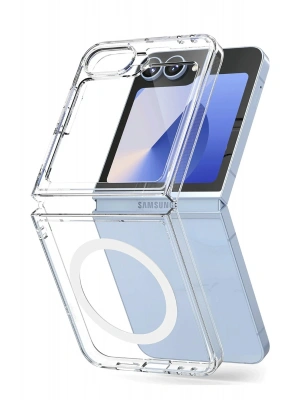 Newface Samsung Galaxy Z Flip 6 Kılıf Magneticsafe Şeffaf Silikon - Şeffaf