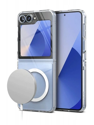 Newface Samsung Galaxy Z Flip 7 Kılıf Magneticsafe Şeffaf Silikon - Şeffaf