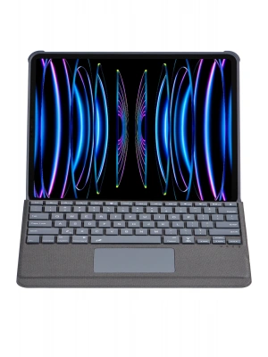 Newface T5509D iPad Pro 12.9 (2022) Kılıf Palermo Ledli Klavyeli Standlı Tablet Kılıfı - Siyah