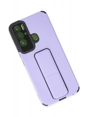 Newface Tecno Pova Neo Kılıf Mega Standlı Silikon - Lila