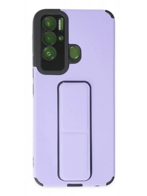Newface Tecno Pova Neo Kılıf Mega Standlı Silikon - Lila
