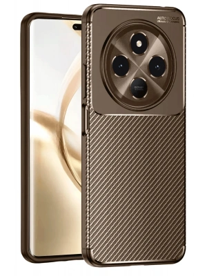 Newface Tecno Spark 30 Kılıf Auto Focus Karbon Kapak - Kahverengi