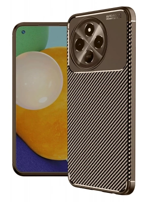 Newface Tecno Spark 30 Pro Kılıf Auto Focus Karbon Kapak - Kahverengi