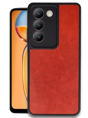 Newface Vivo V30 Lite 4G Kılıf Aras Deri Kapak - Kırmızı