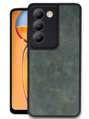 Newface Vivo V30 Lite 4G Kılıf Aras Deri Kapak - Koyu Yeşil