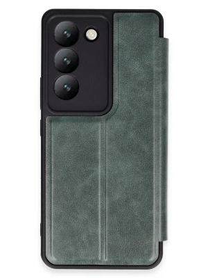 Newface Vivo V30 Lite 4G Kılıf Flip Cover - Koyu Yeşil