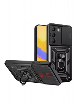 Newface Vivo V30 Lite 4G Pars Lens Yüzüklü Silikon - Siyah