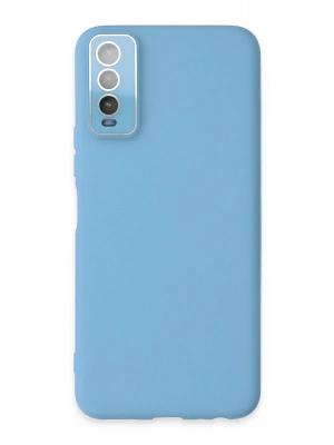 Newface Vivo Y11S Kılıf Lansman Glass Kapak - Mavi