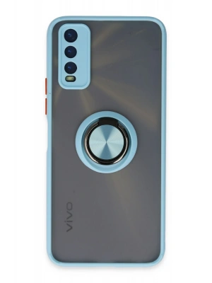 Newface Vivo Y11S Kılıf Montreal Yüzüklü Silikon Kapak - Buz Mavi