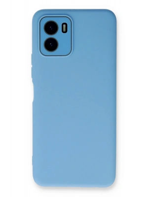 Newface Vivo Y15S Kılıf Lansman Glass Kapak - Mavi