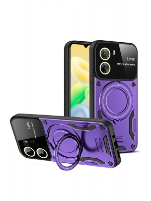 Newface Vivo Y16 Kılıf Joy Lens Standlı Kapak - Mor