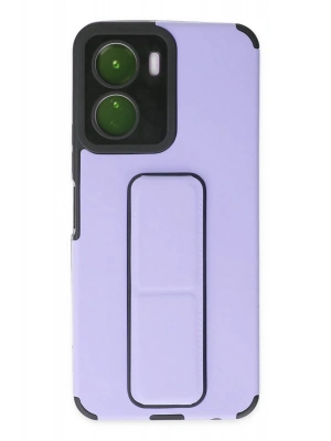 Newface Vivo Y16 Kılıf Mega Standlı Silikon - Lila