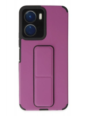 Newface Vivo Y16 Kılıf Mega Standlı Silikon - Mor