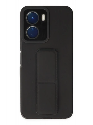 Newface Vivo Y16 Kılıf Mega Standlı Silikon - Siyah