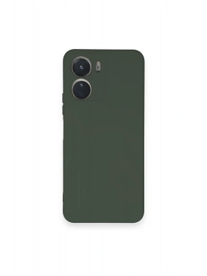 Newface Vivo Y16 Kılıf Nano içi Kadife Silikon - Koyu Yeşil