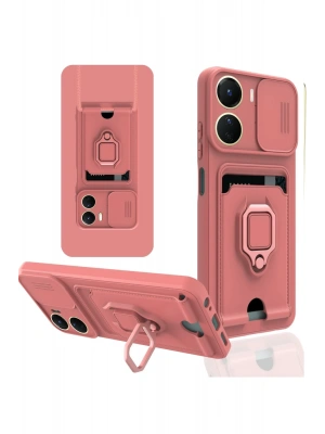 Newface Vivo Y16 Kılıf Zuma Kartvizitli Yüzüklü Silikon - Pembe