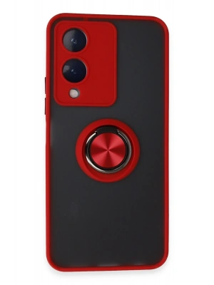 Newface Vivo Y17S Kılıf Montreal Yüzüklü Silikon Kapak - Kırmızı