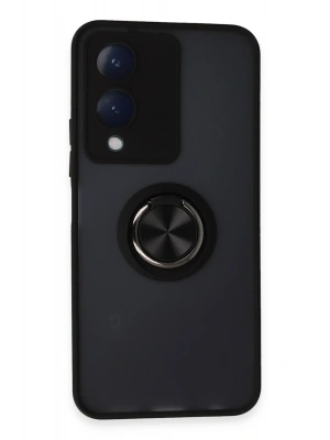 Newface Vivo Y17S Kılıf Montreal Yüzüklü Silikon Kapak - Siyah