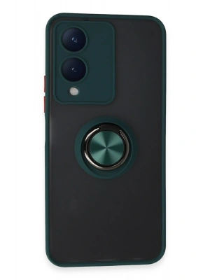 Newface Vivo Y17S Kılıf Montreal Yüzüklü Silikon Kapak - Yeşil