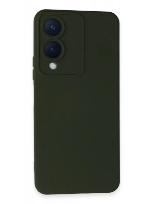 Newface Vivo Y17S Kılıf Nano içi Kadife Silikon - Koyu Yeşil