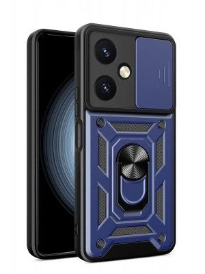 Newface Vivo Y27 Kılıf Pars Lens Yüzüklü Silikon - Lacivert