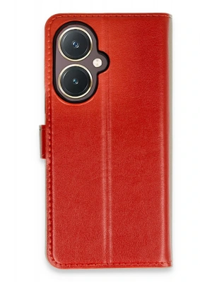 Newface Vivo Y27 Kılıf Trend S Plus Kapaklı Kılıf - Kırmızı