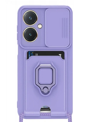 Newface Vivo Y27 Kılıf Zuma Kartvizitli Yüzüklü Silikon - Lila
